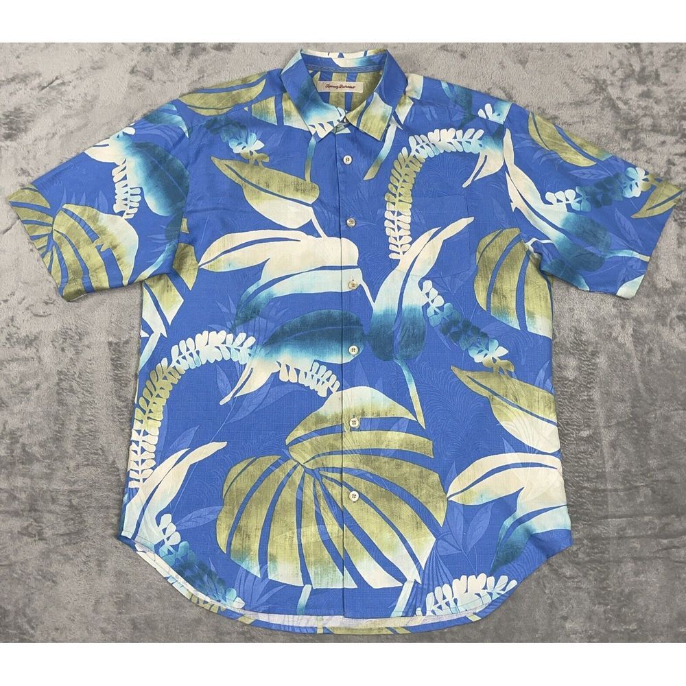 Tommy Bahama Floral Hawaiian‎ Camp Shirt Mens Medium Multicolor 100% Silk EUC